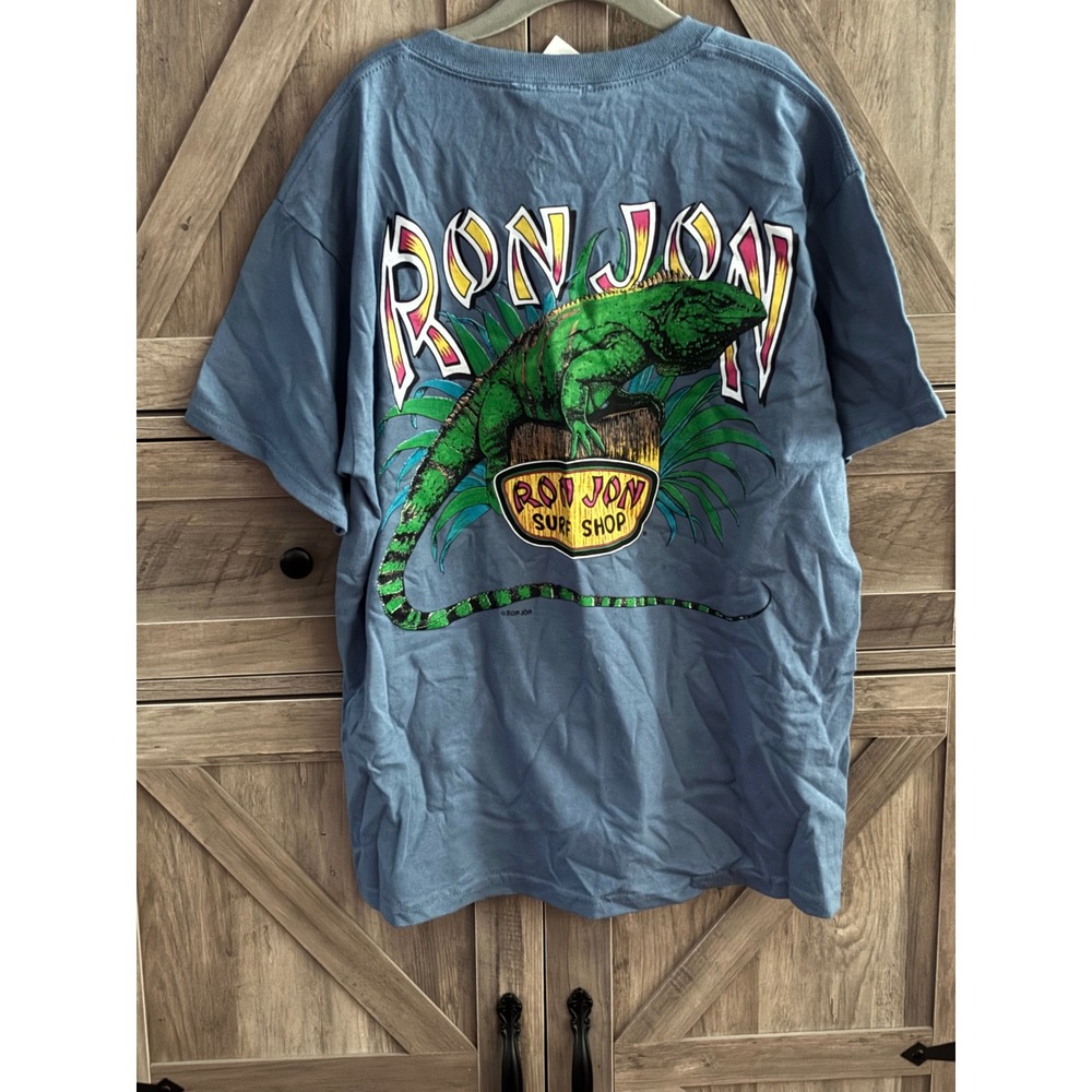 Ron Jon Surf Shop Iguana Graphic T-Shirt Youth Medium Blue Short Sleeve Tee